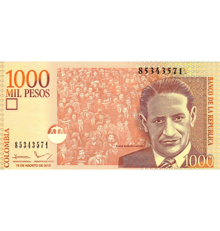 Colombia 1.000 Pesos 19-08-2015 Pick 456 (No UNC)